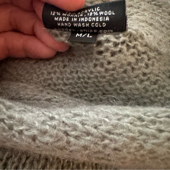 Wooden Ships Antro Grey Mohair Blend CowlNeck Sweater W/Wooden Button Detail M/L - Picture 12 of 15